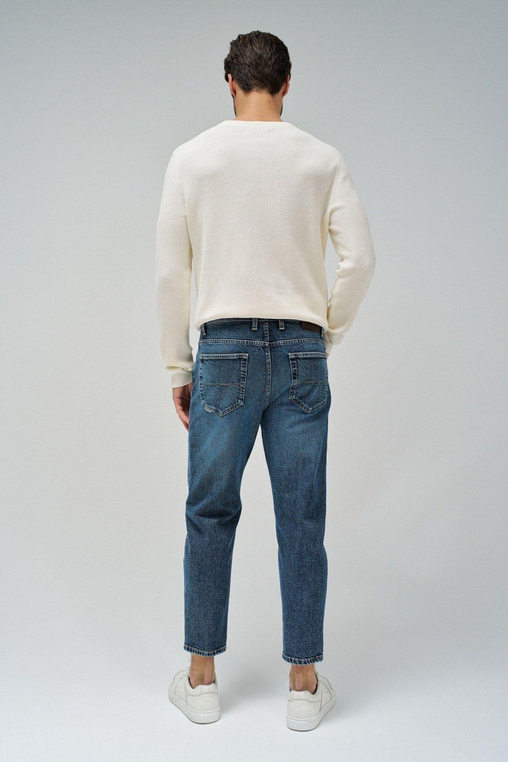 Blue Plain Slim Cropped Jeans, , large image number 3