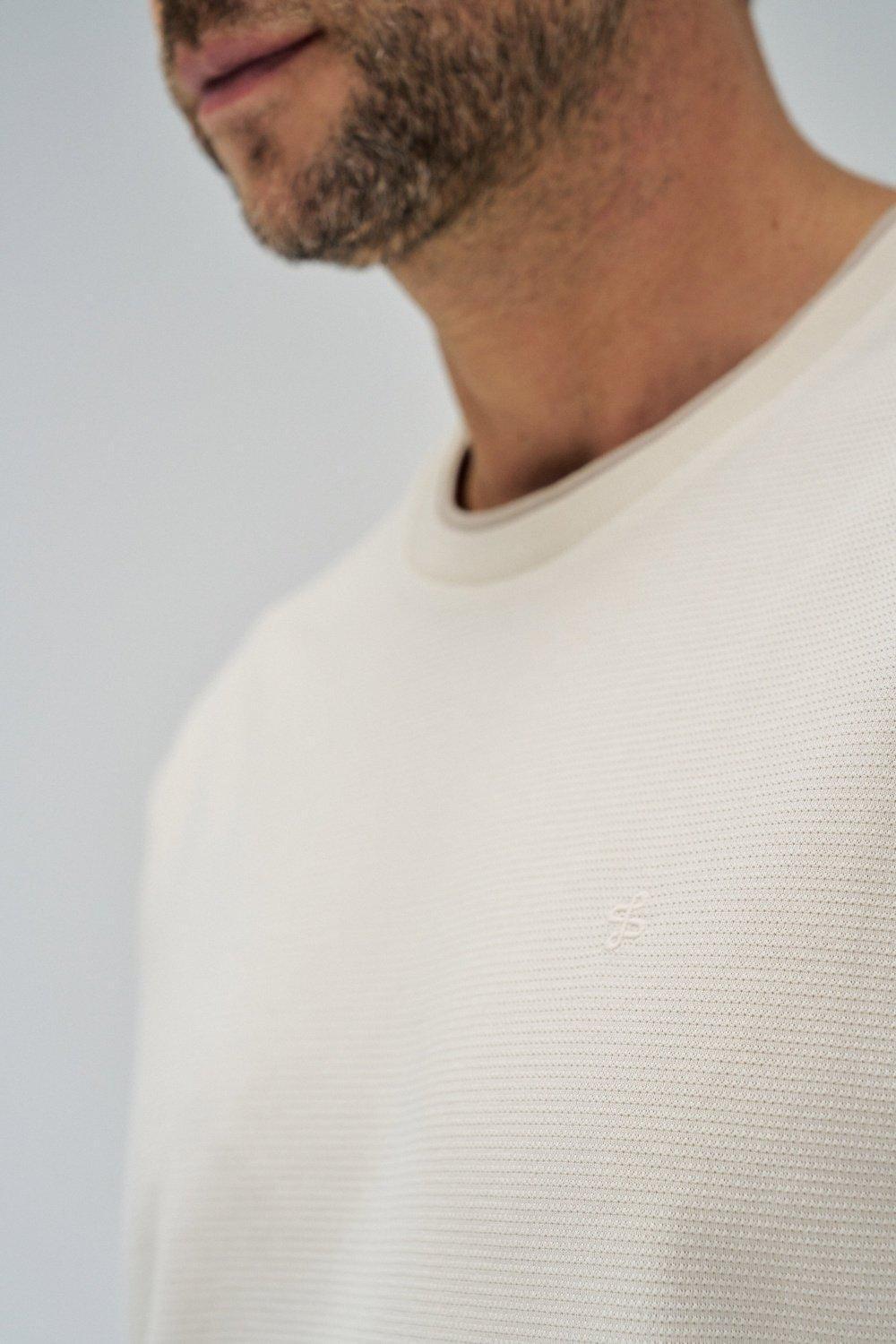 White Basic Textured T-Shirt, , large image number 4