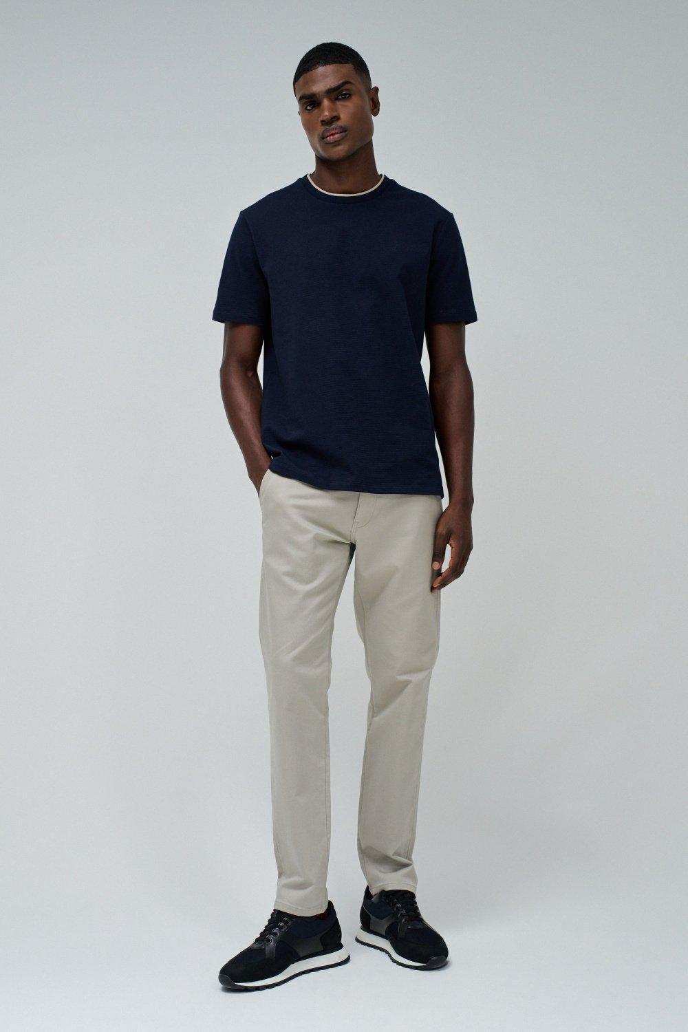 Blue Textured Regular Fit T-Shirt, , large image number 1