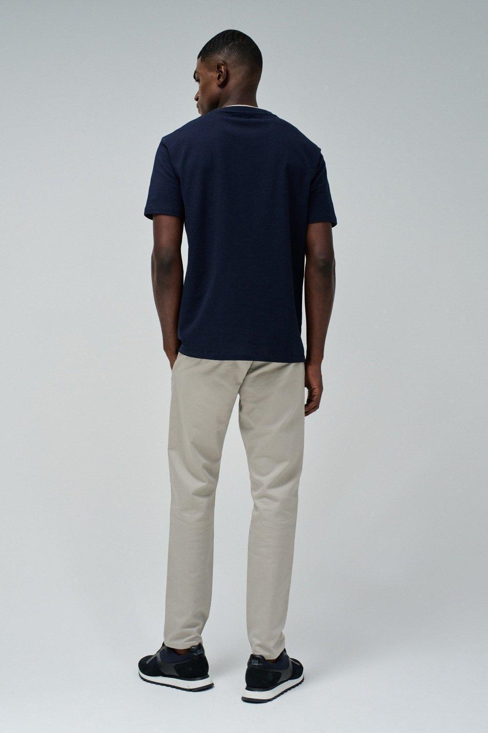 Blue Textured Regular Fit T-Shirt, , large image number 3