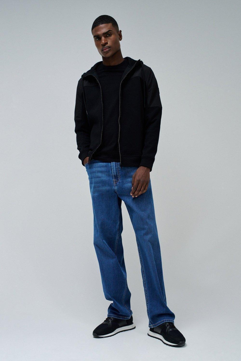 Black Hooded Casual Jacket, , large image number 1