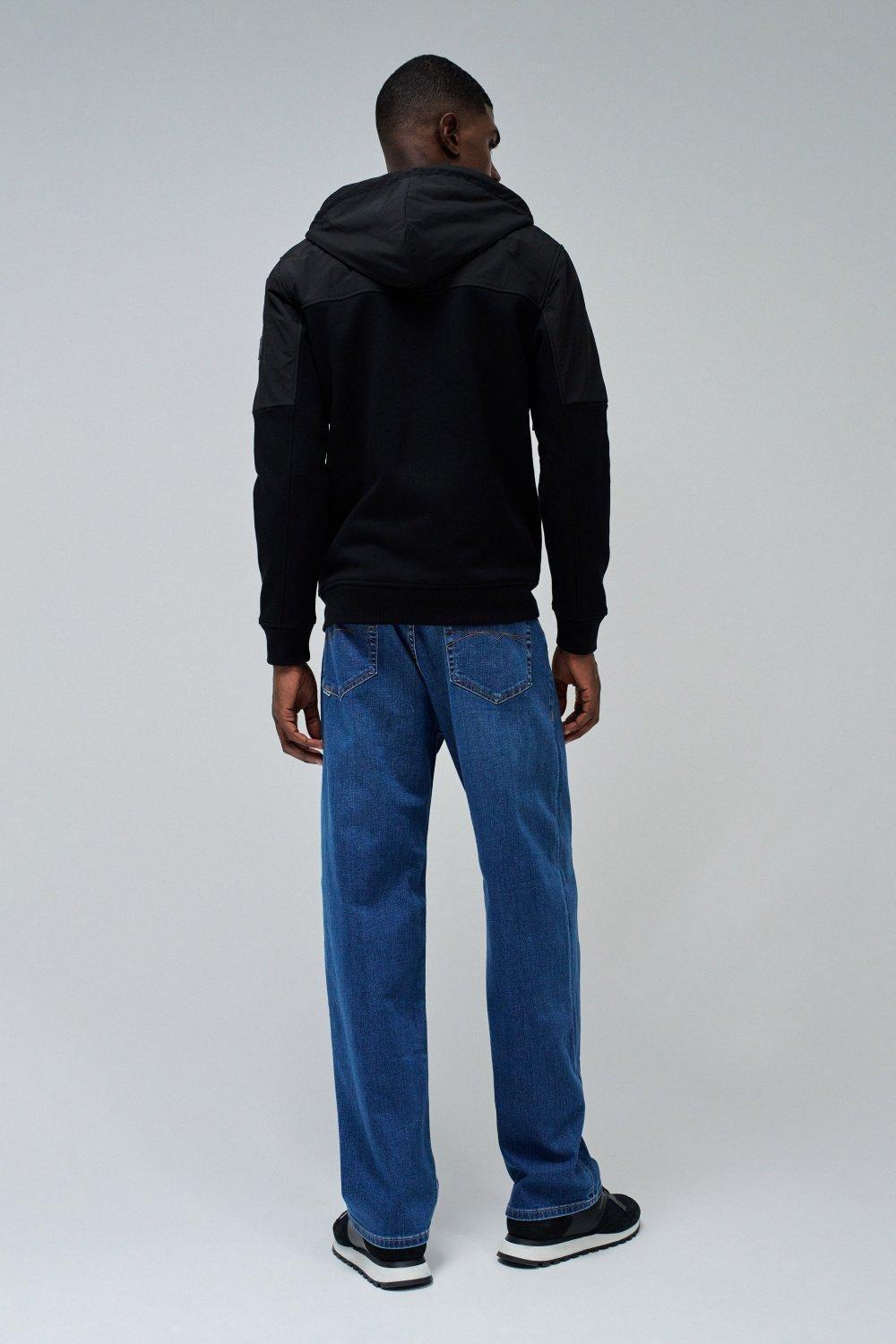 Black Hooded Casual Jacket, , large image number 3