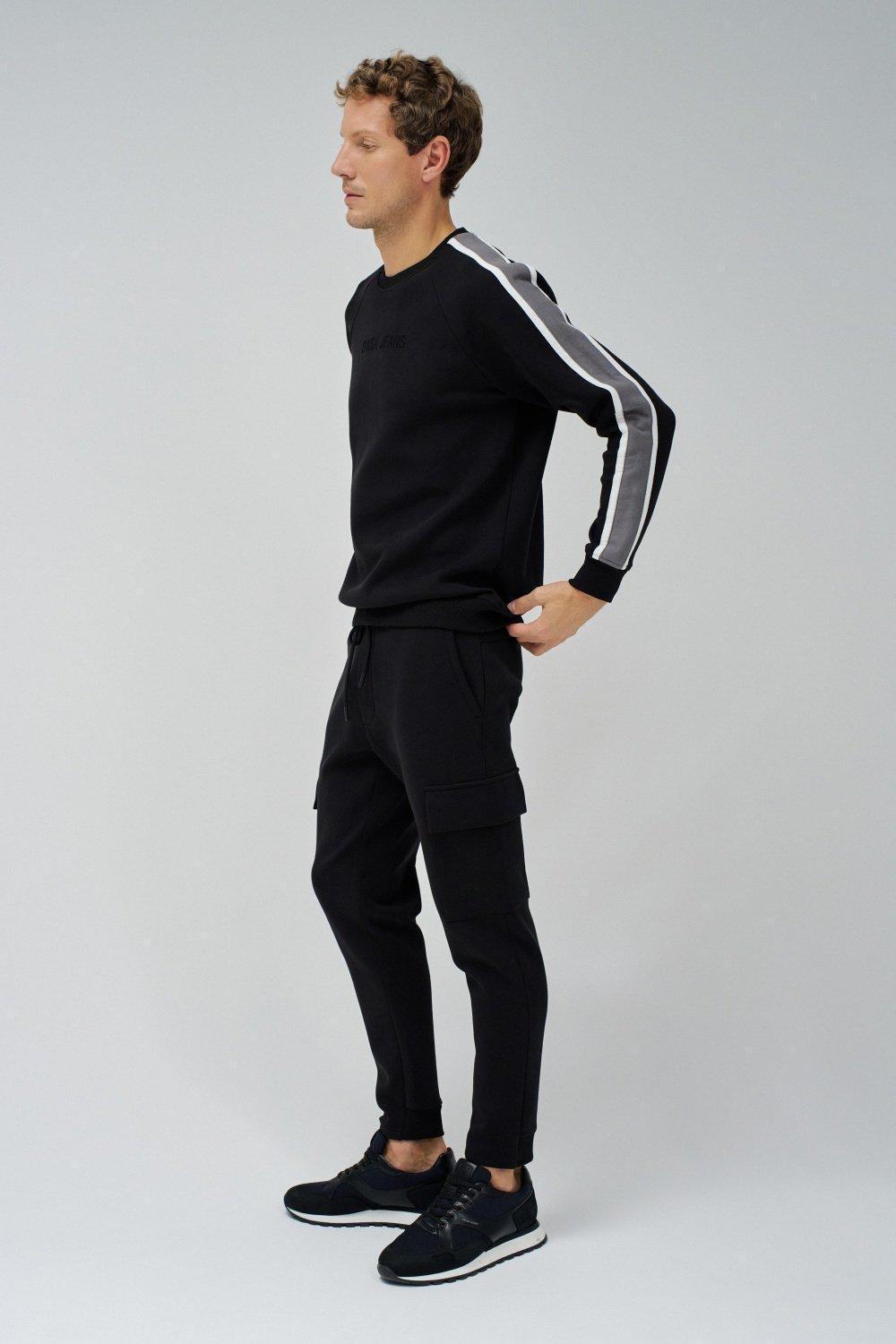 Sweatshirt With Stripes On The Sleeves, Black, large image number 2