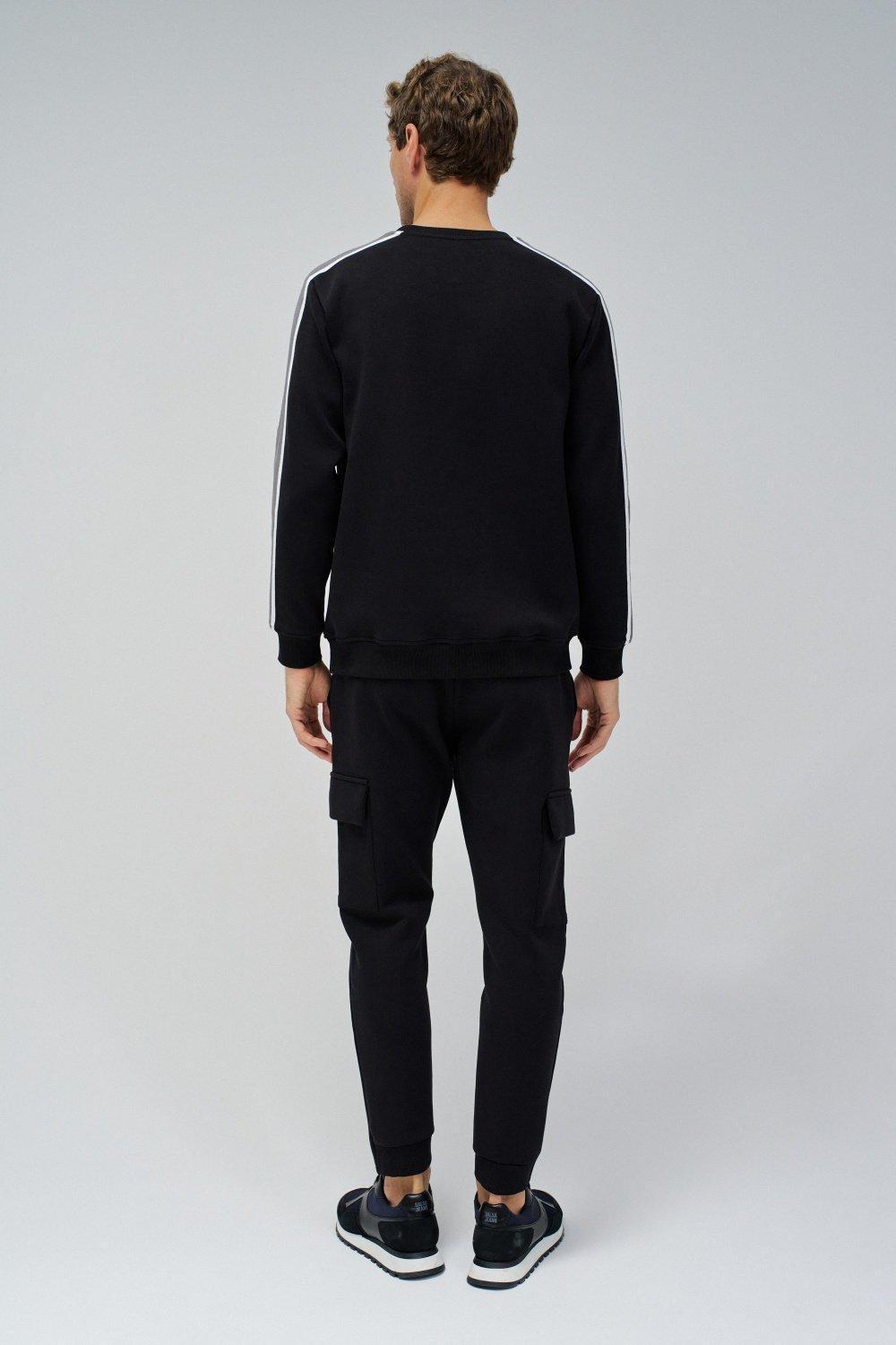 Sweatshirt With Stripes On The Sleeves, Black, large image number 3