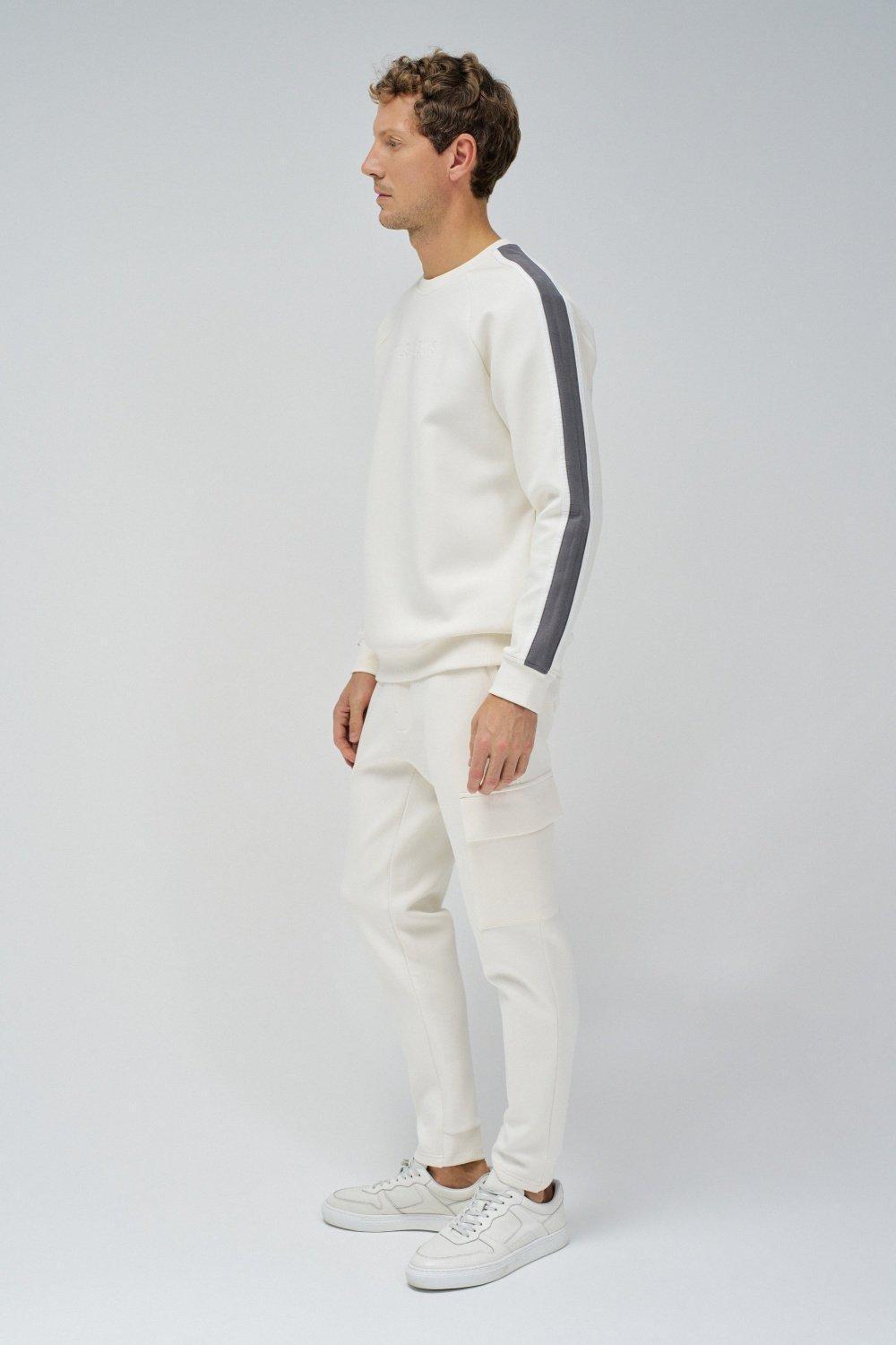 Sweatshirt With Stripes On The Sleeves, Pearl, large image number 2