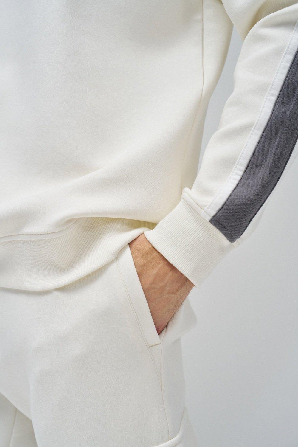 Sweatshirt With Stripes On The Sleeves, Pearl, large image number 4