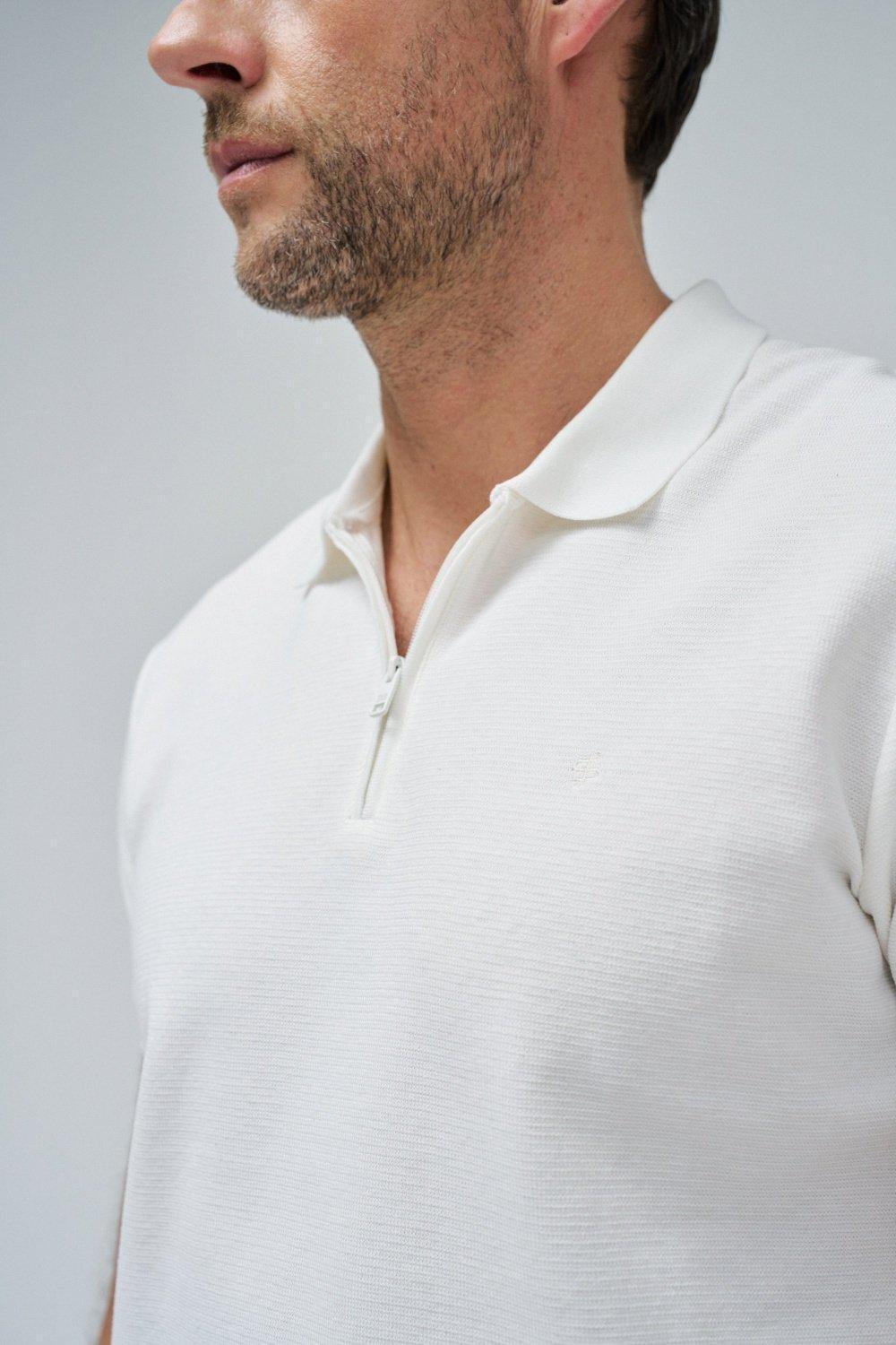 Textured Polo With Fastening , Pearl, large image number 4