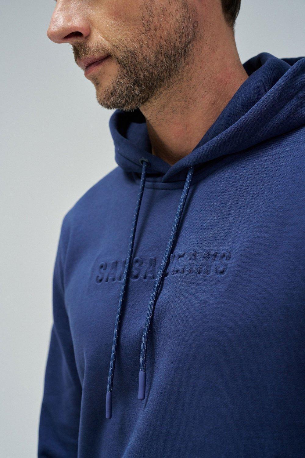 Blue Solid Casual Hoodie, , large image number 4