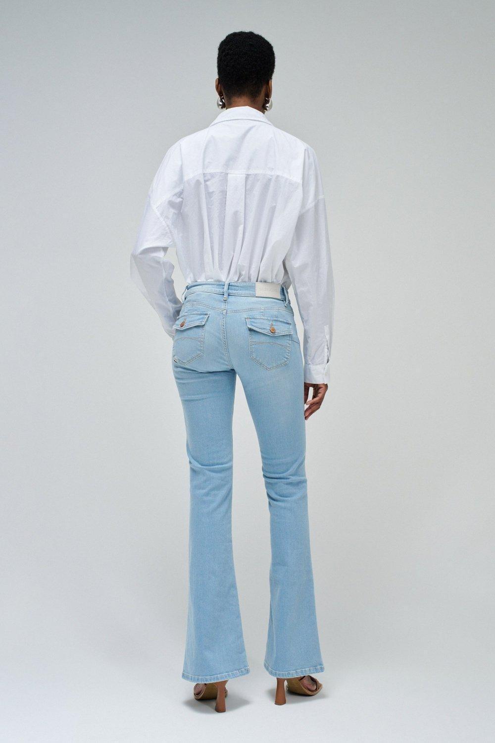 Wonder Push Up Flare Jeans, Blue, large image number 3