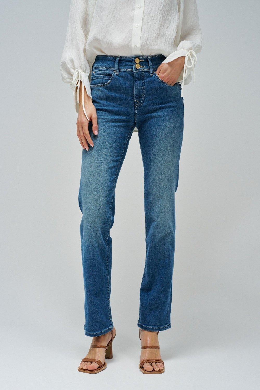 Blue Plain Straight Leg Jeans, , large image number 0