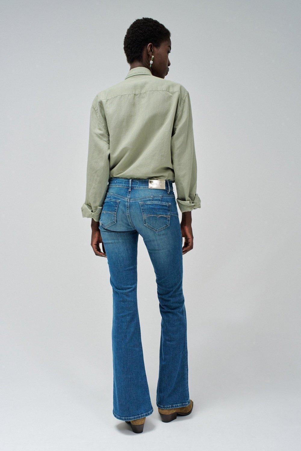 Blue Wonder Push Up Flare Jeans, , large image number 3