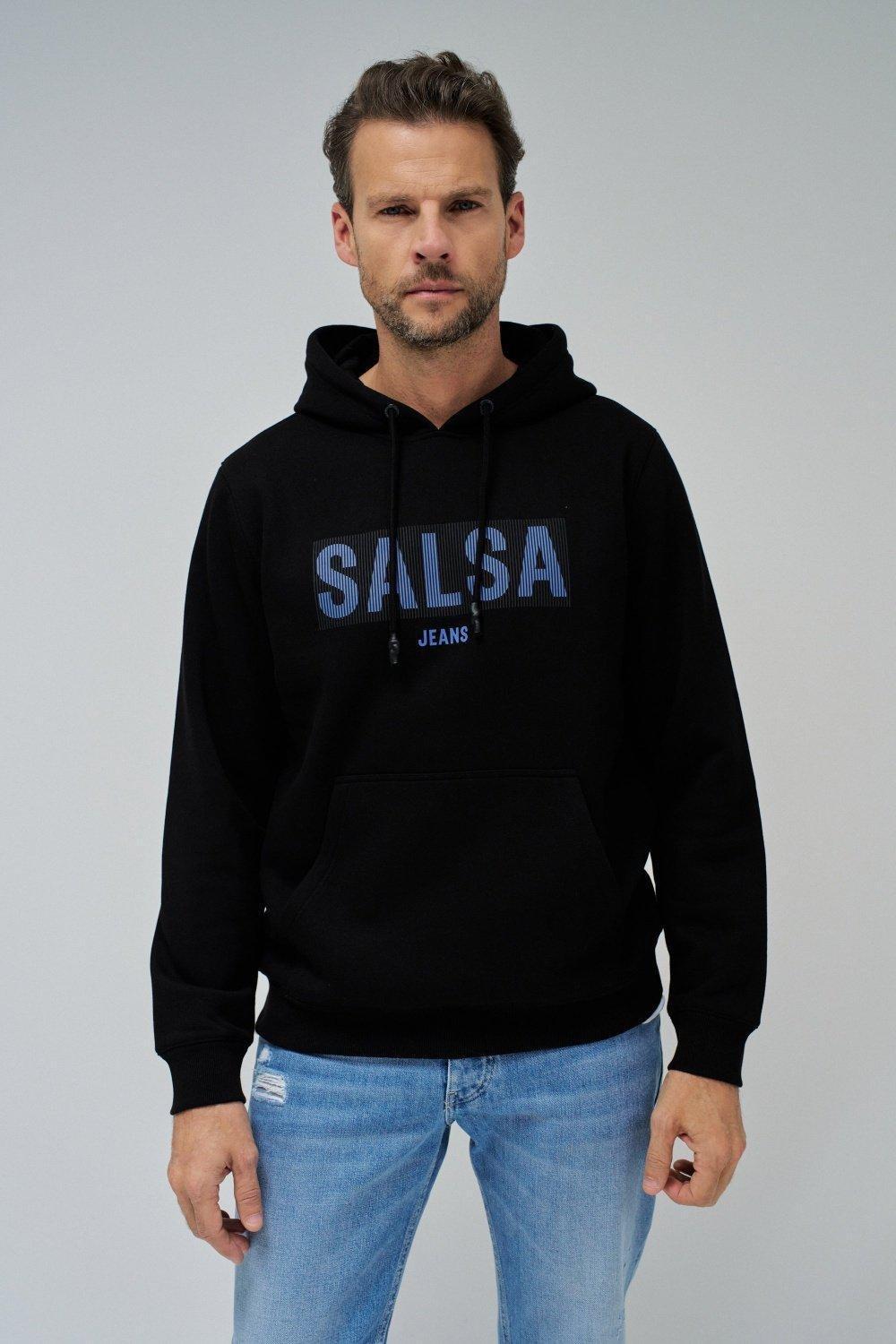 Black Graphic Casual Hoodie, , large image number 0