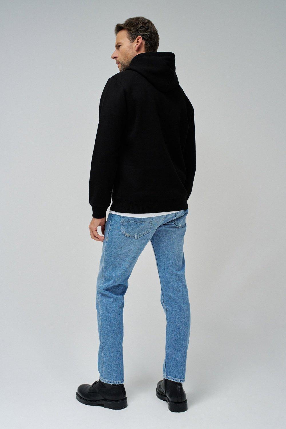 Black Graphic Casual Hoodie, , large image number 3