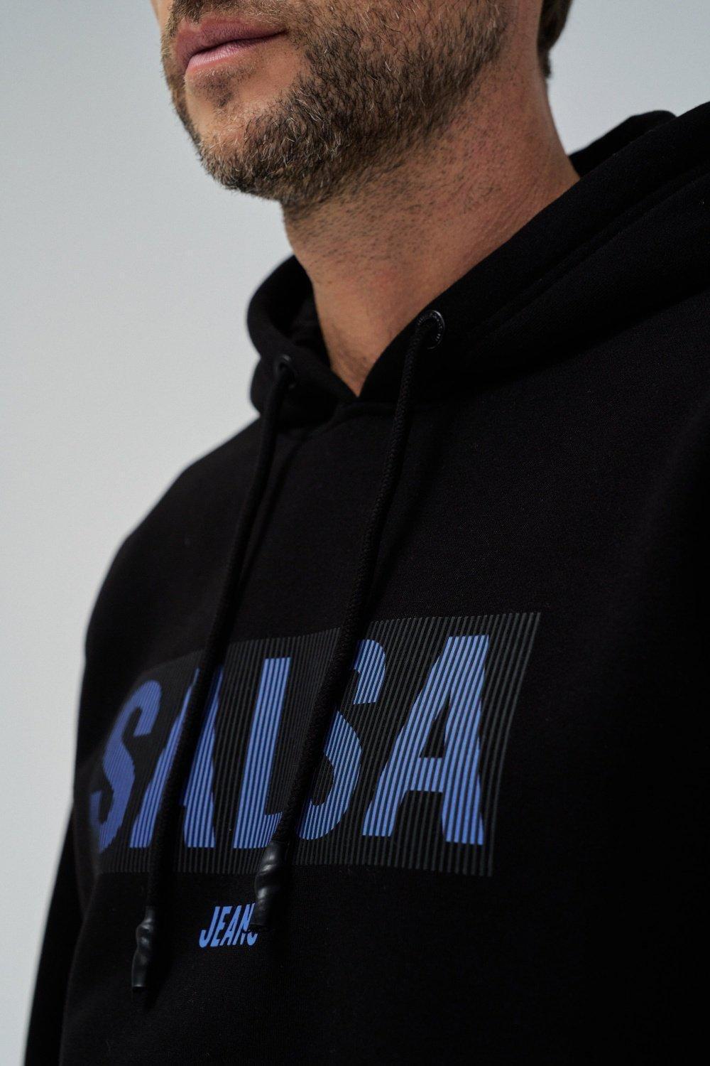Black Graphic Casual Hoodie, , large image number 4