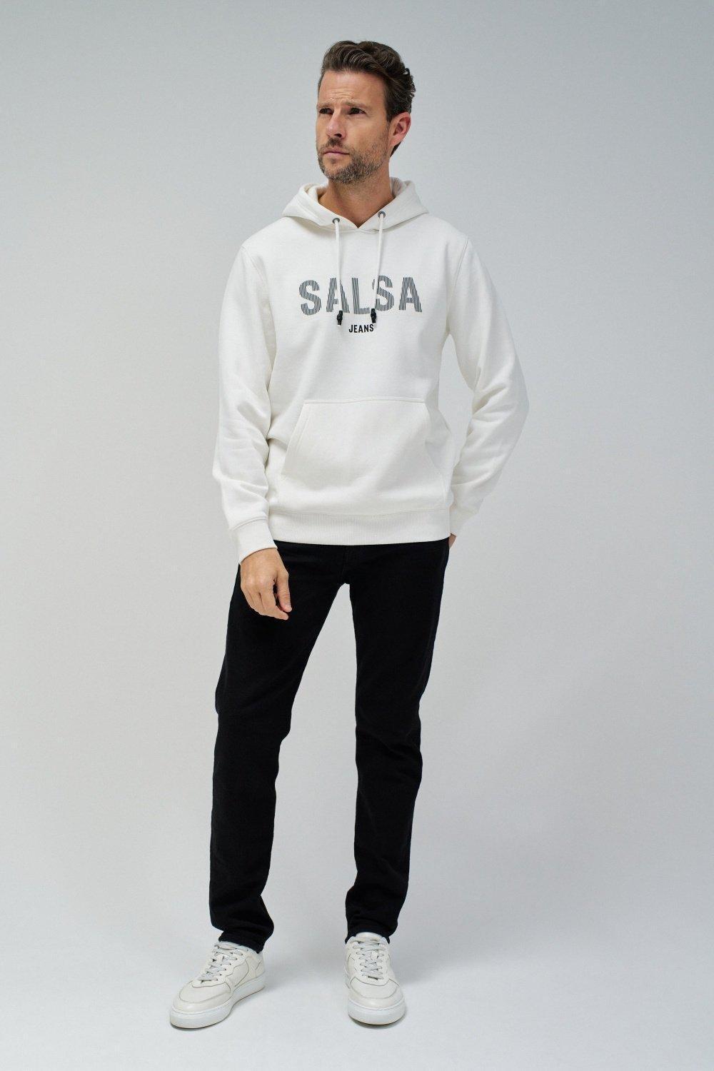 White Solid Novelty Hoodie, , large image number 1