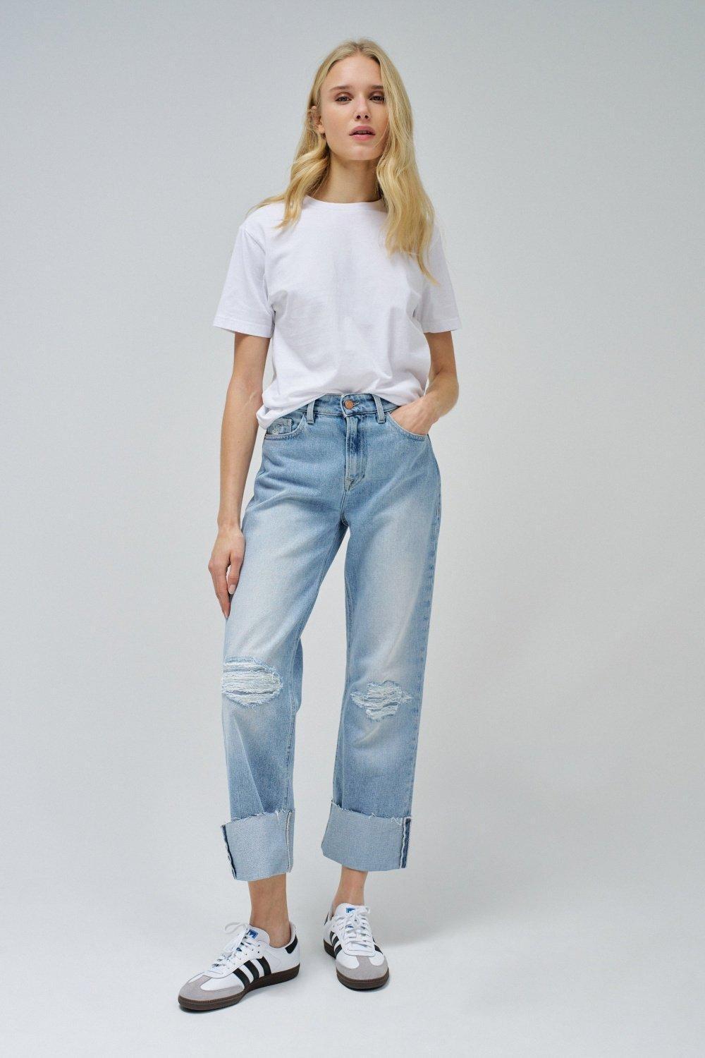 True Straight With Rips Jeans, Blue, medium