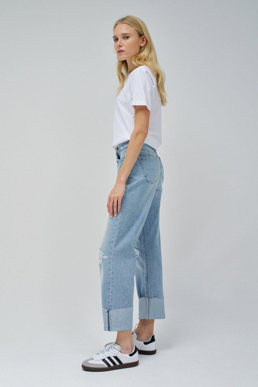 True Straight With Rips Jeans, Blue, medium