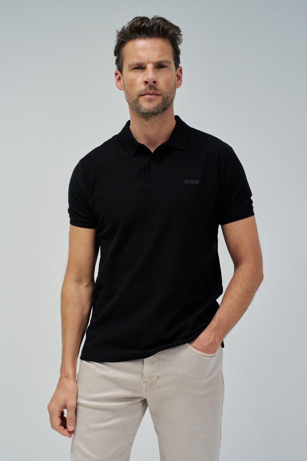 Black Textured Polo, , large image number 0