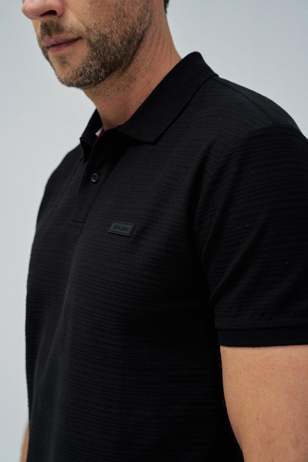 Black Textured Polo, , large image number 4