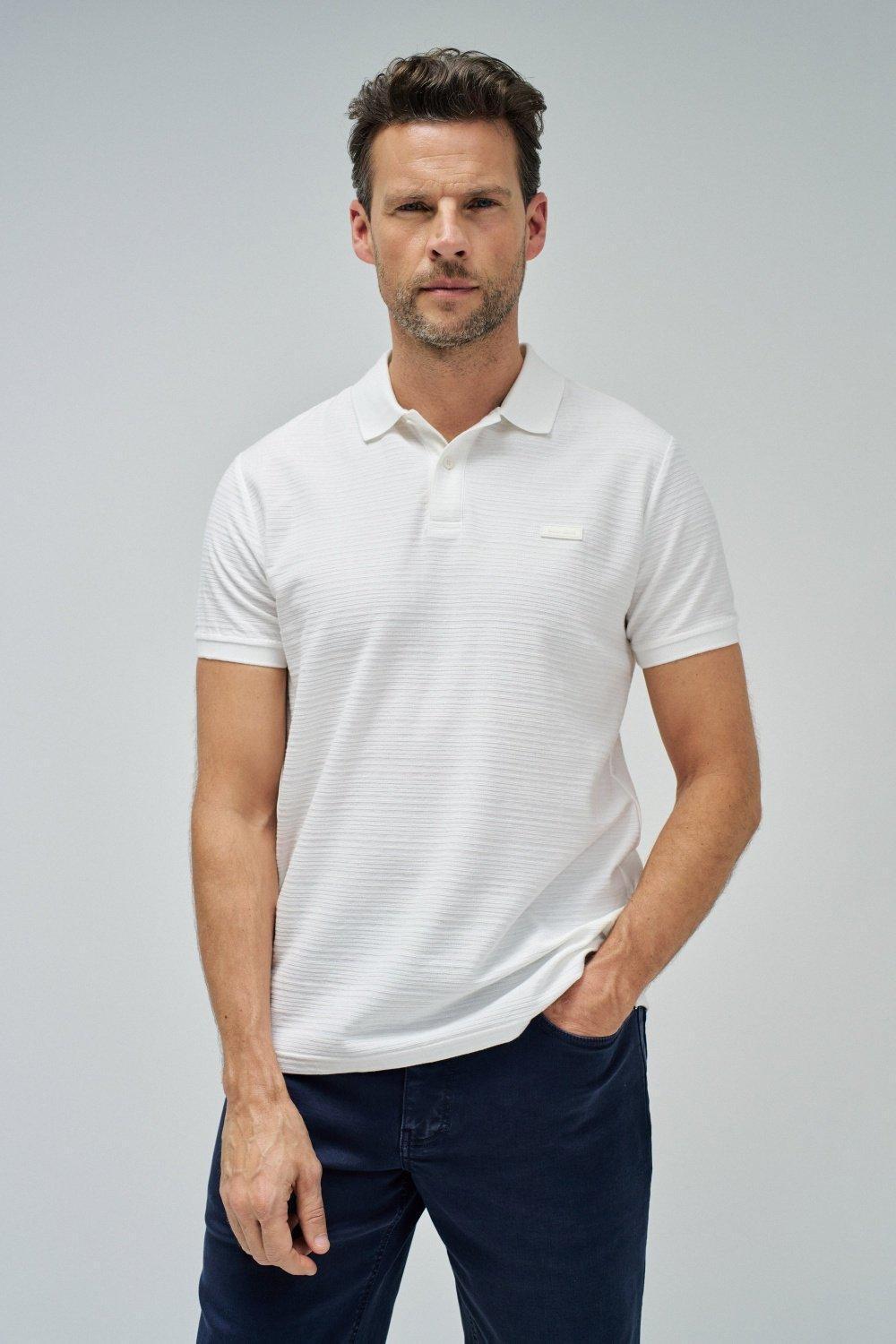 White Textured Polo, , large image number 0