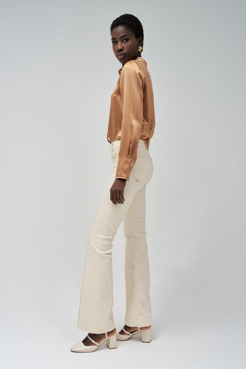 Beige Plain Casual Trousers, , large image number 5