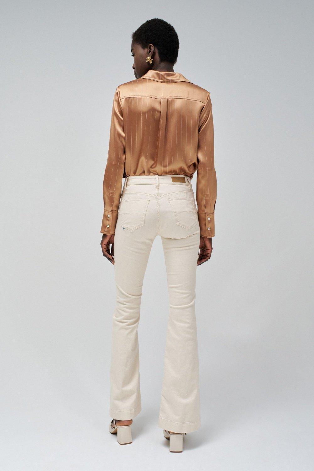 Flared Push Up Trousers, Beige, large image number 7