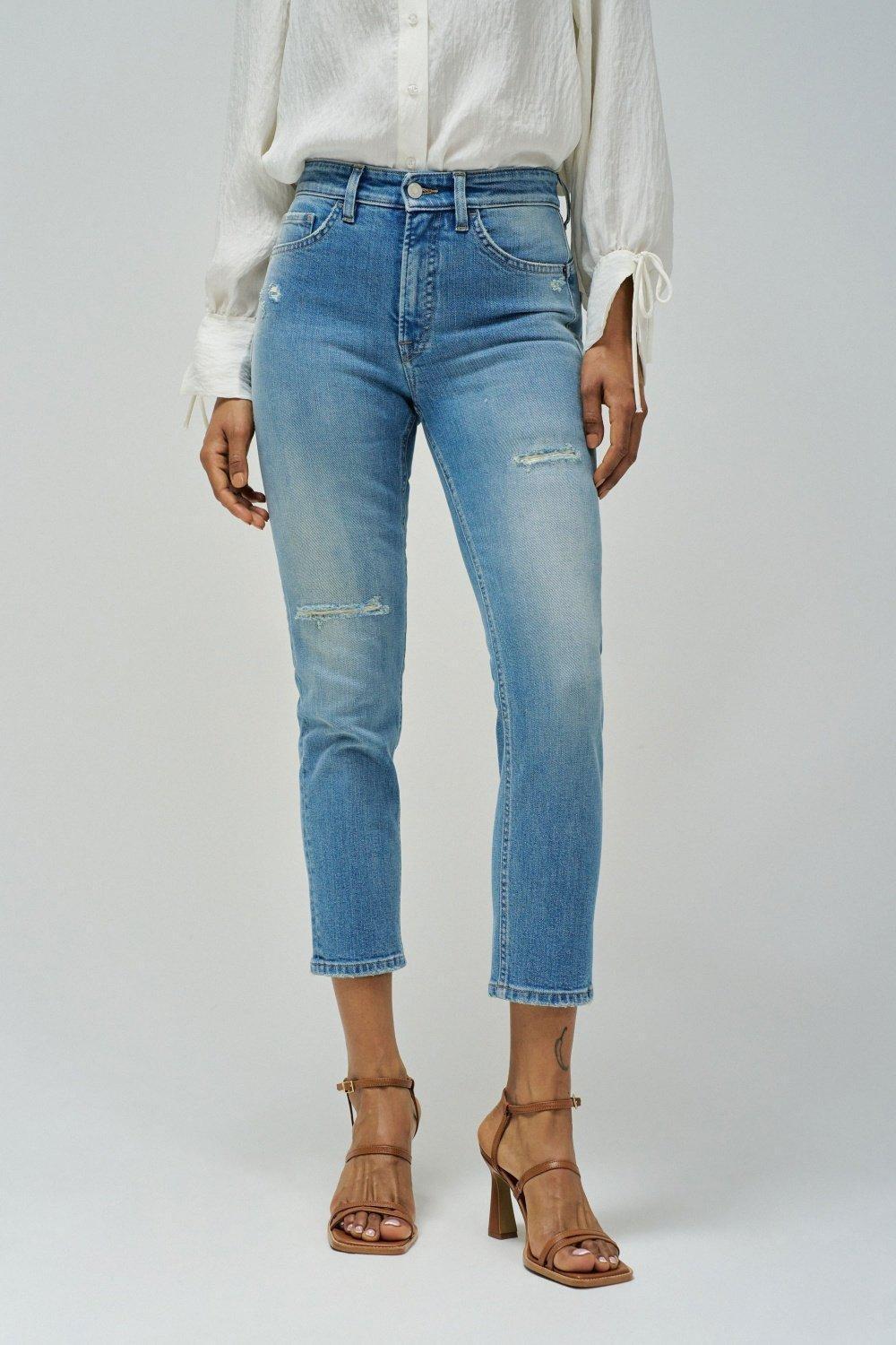 Push-In Cropped Slim Jeans, , large image number 0