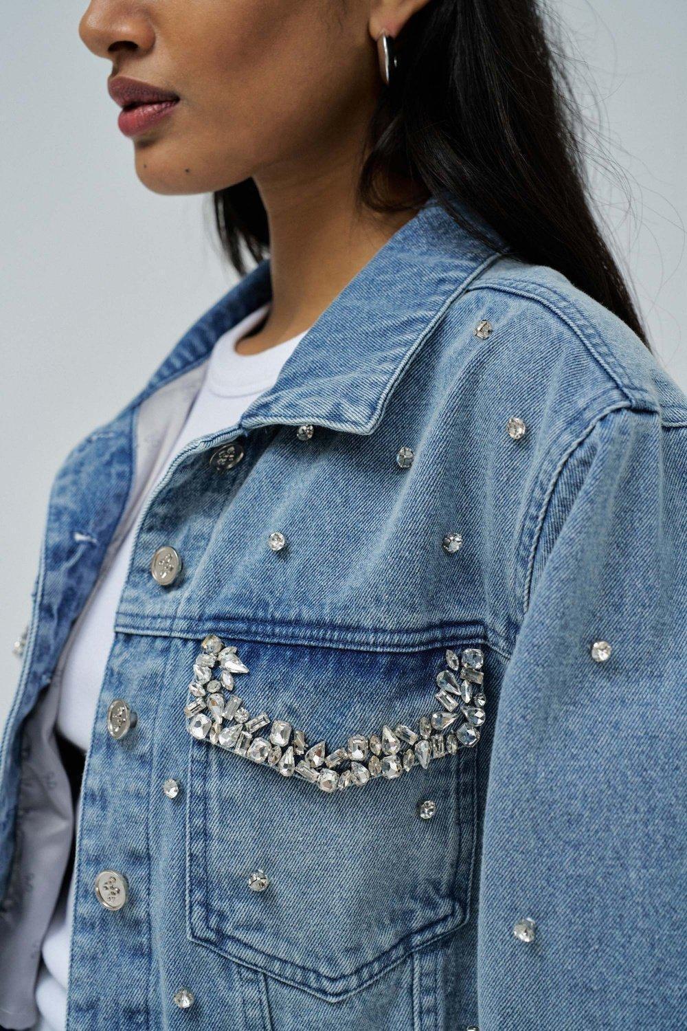 Blue Denim Jacket With Applications, , large image number 4