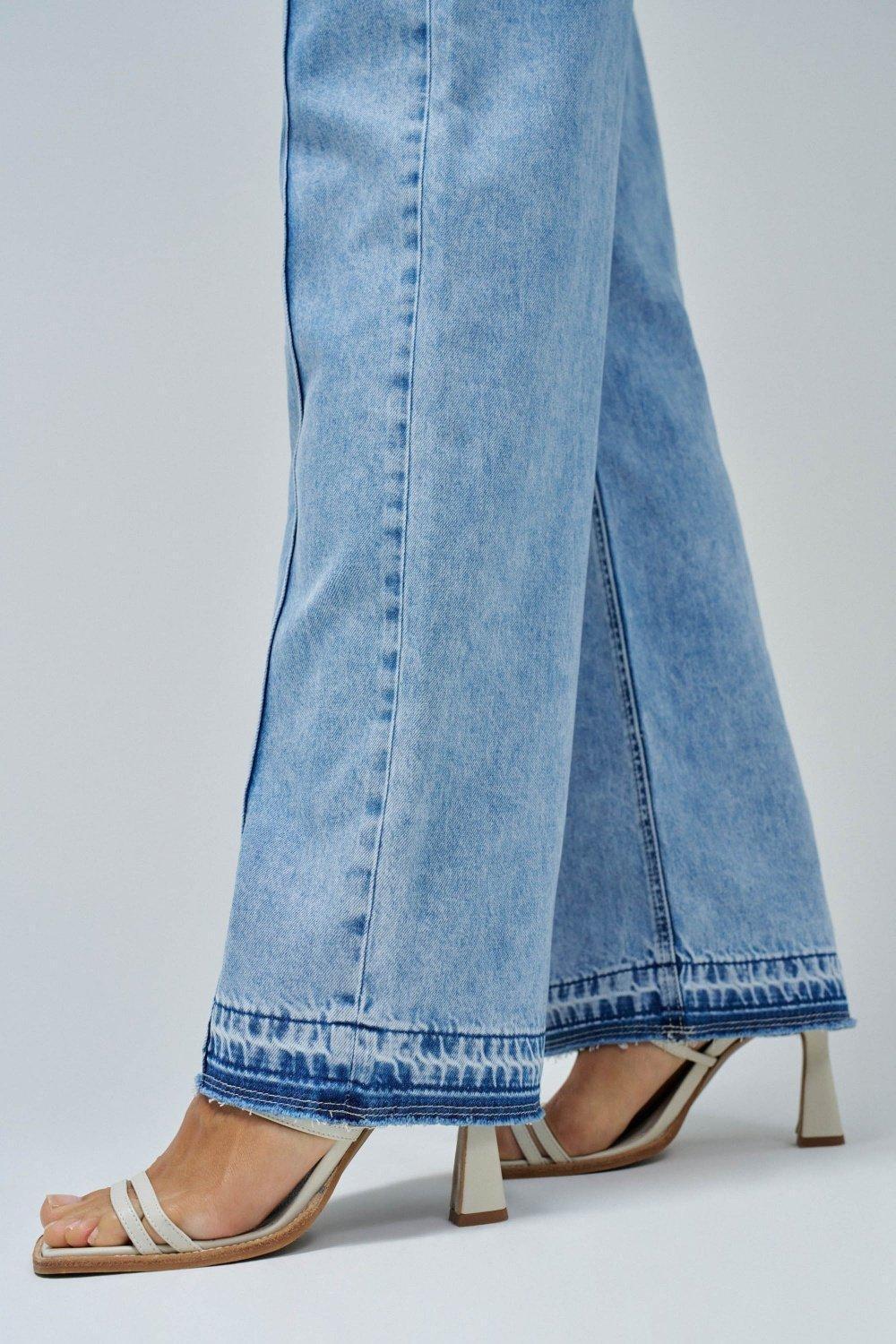 Blue Wide Leg Light denim Jeans, , large image number 4