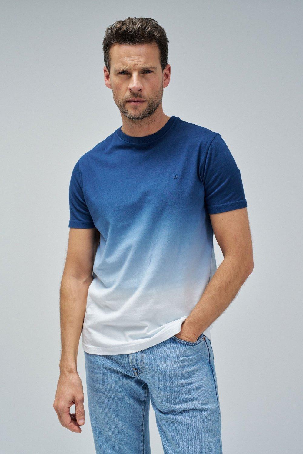 T-Shirt With Degrade Effect, Navy, medium