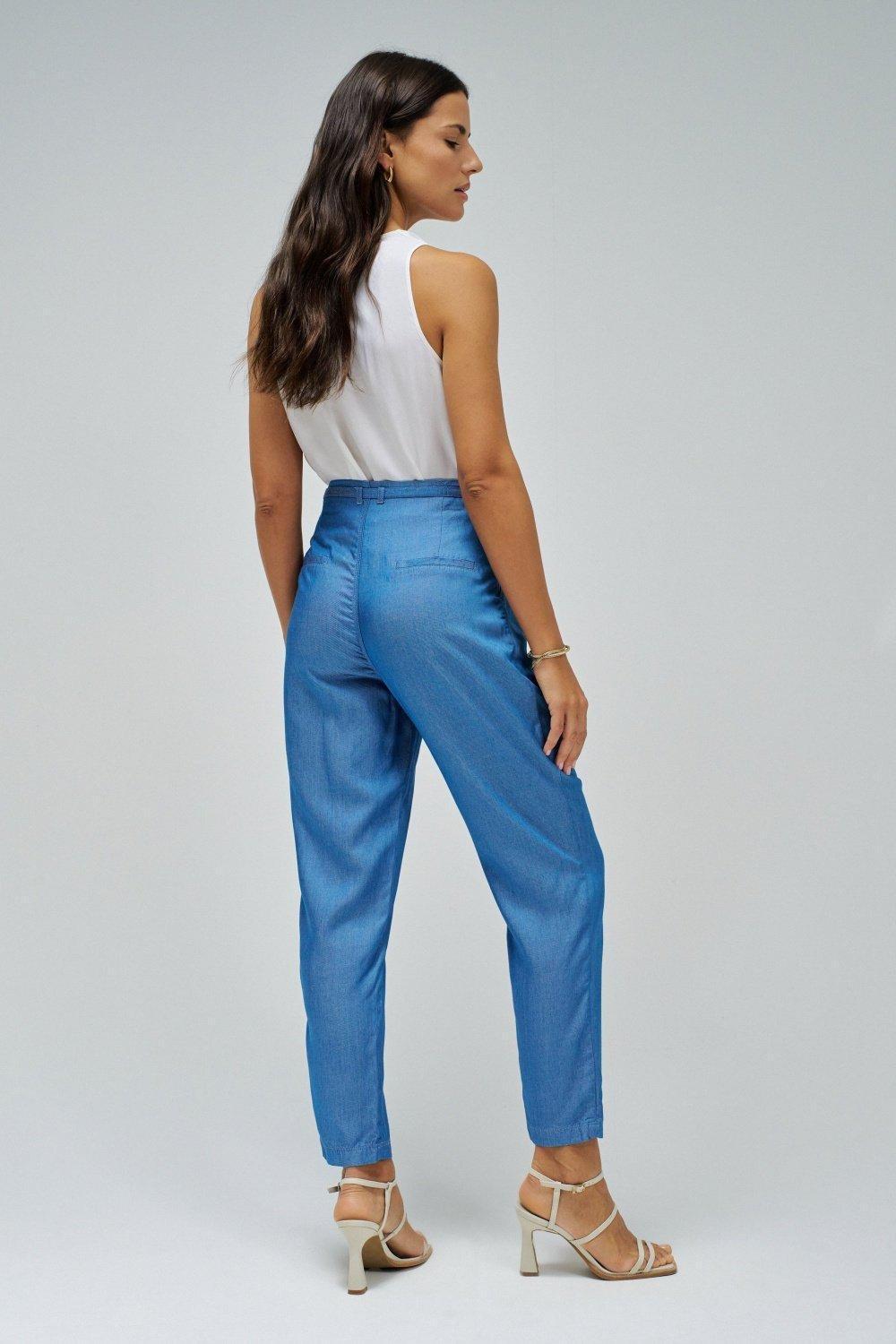 Plain Casual Cropped Trousers, 2101_851, large image number 3