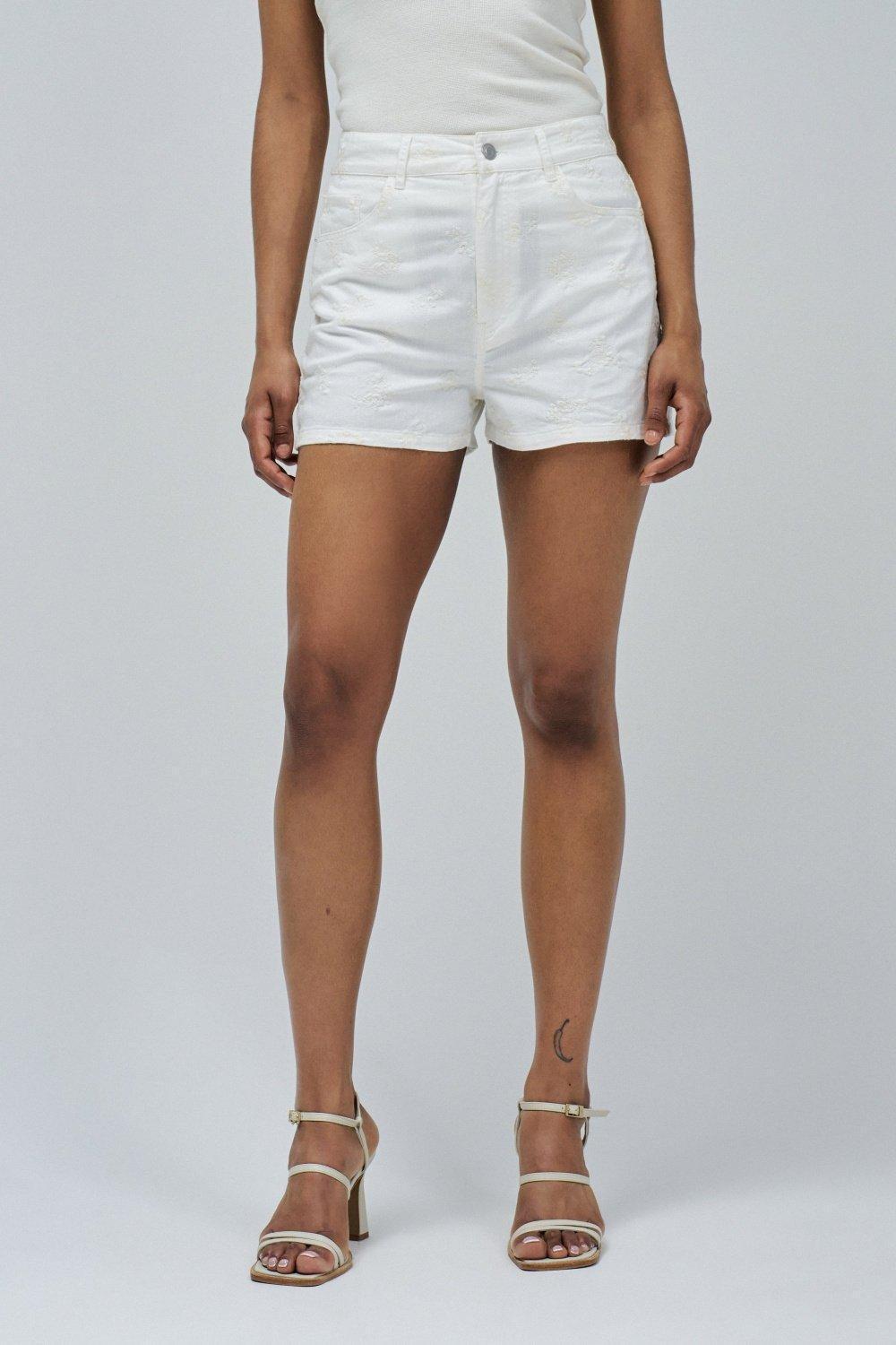 White True Shorts With Embroidery, , large image number 0