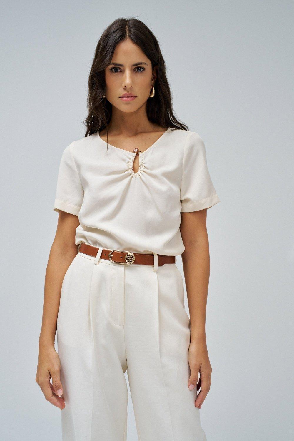 Lightdenim Blouse, Pearl, large image number 0