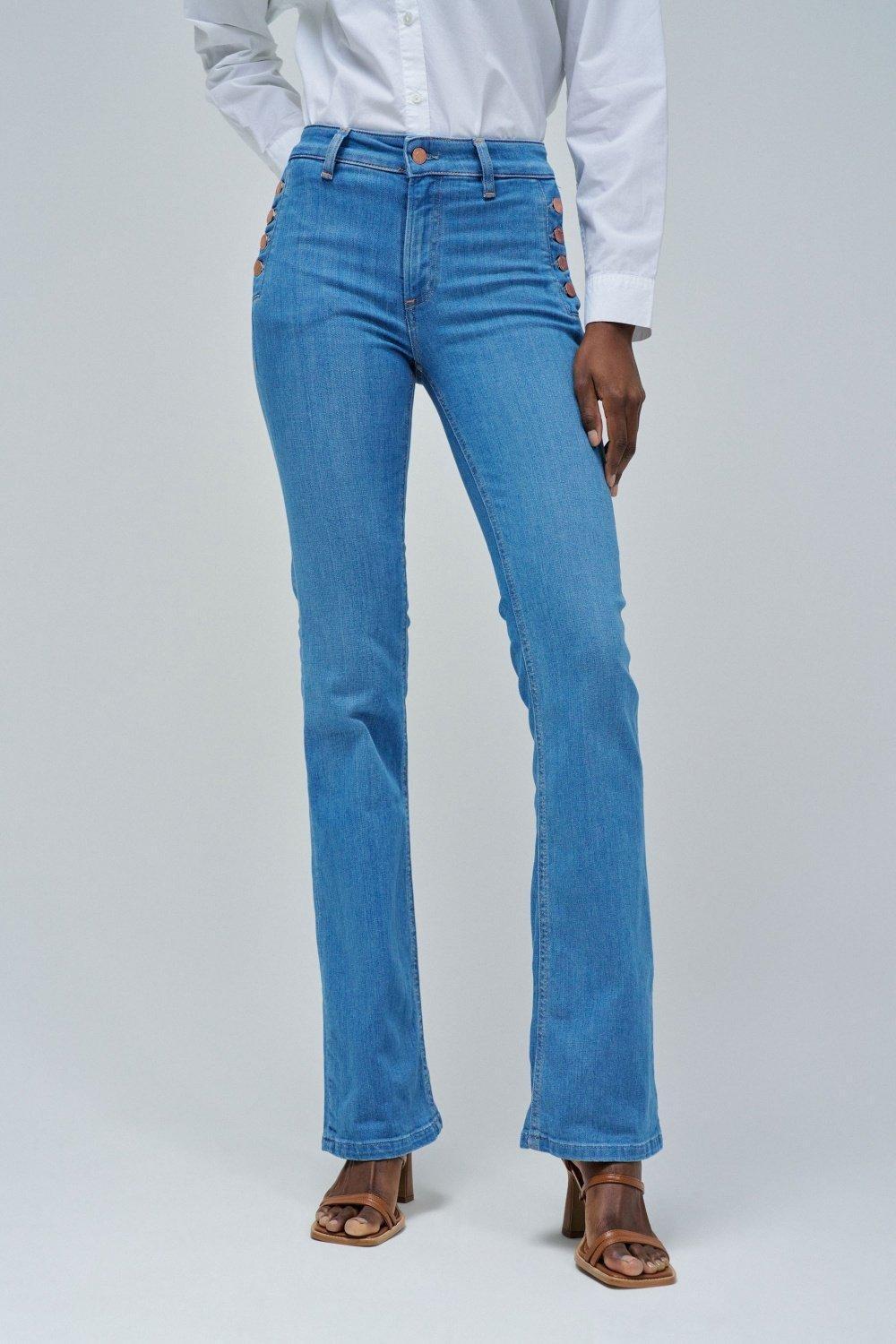 Blue Flare Ankle-Length Jeans, , large image number 0