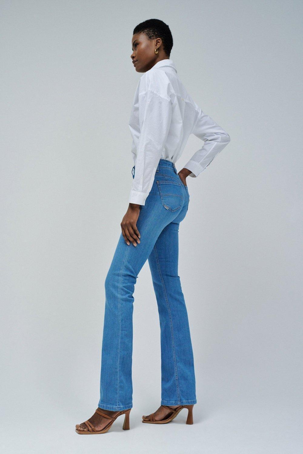 Blue Flare Ankle-Length Jeans, , large image number 2