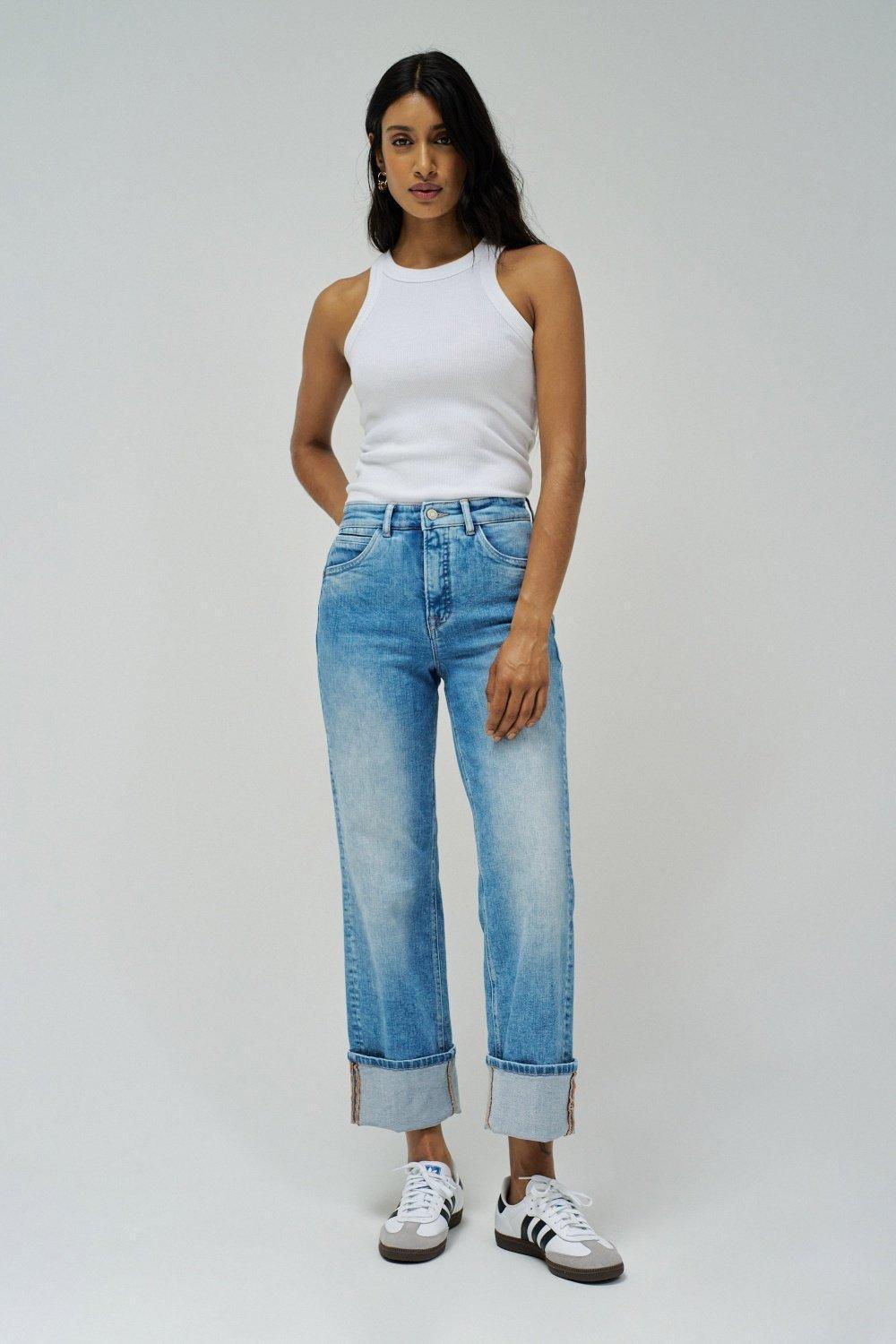 Light Denim Straight Leg Jeans, , large image number 1