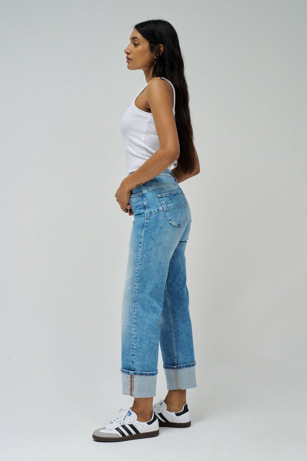 Light Denim Straight Leg Jeans, , large image number 2