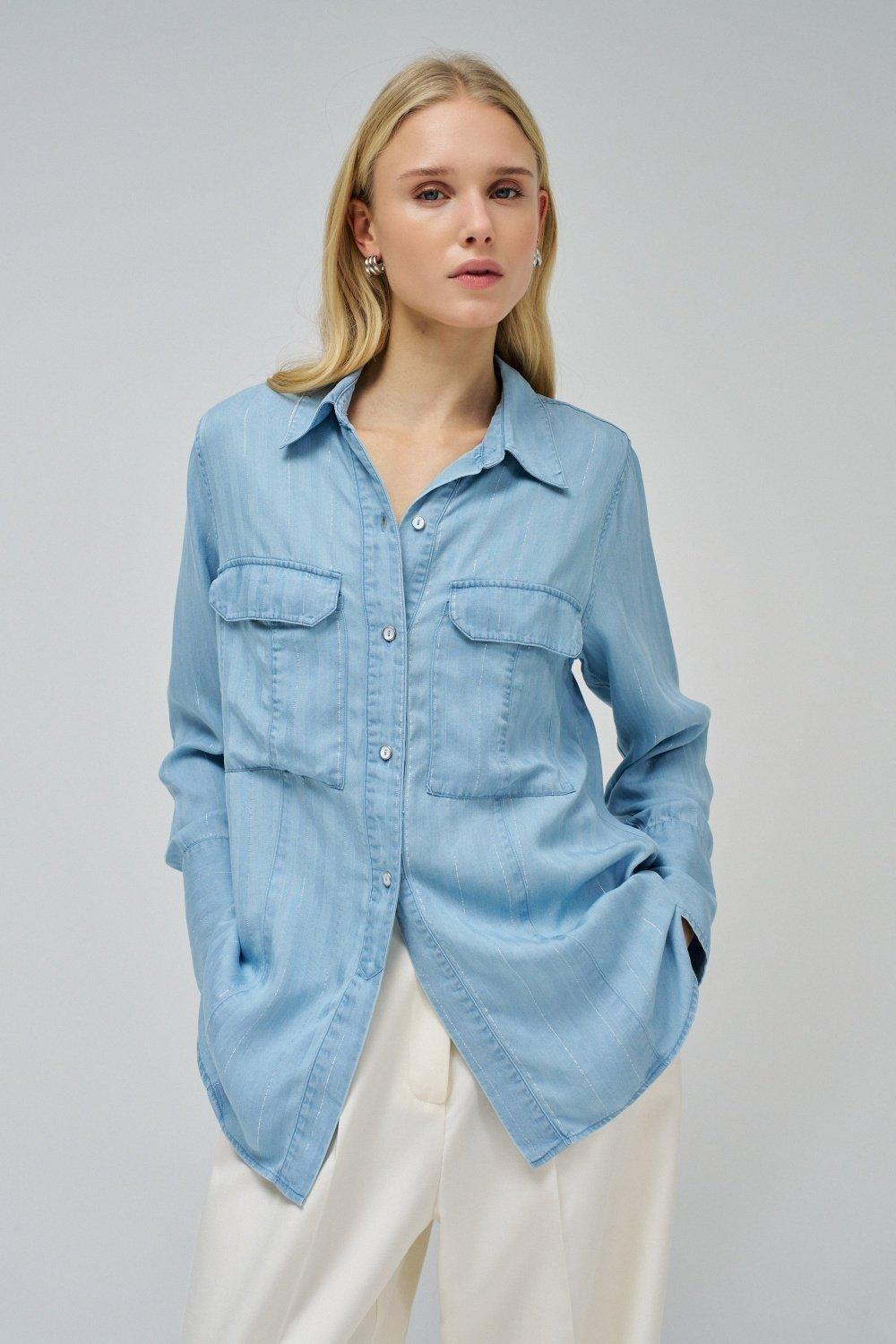 Blue Plain Button Down Shirt, , medium