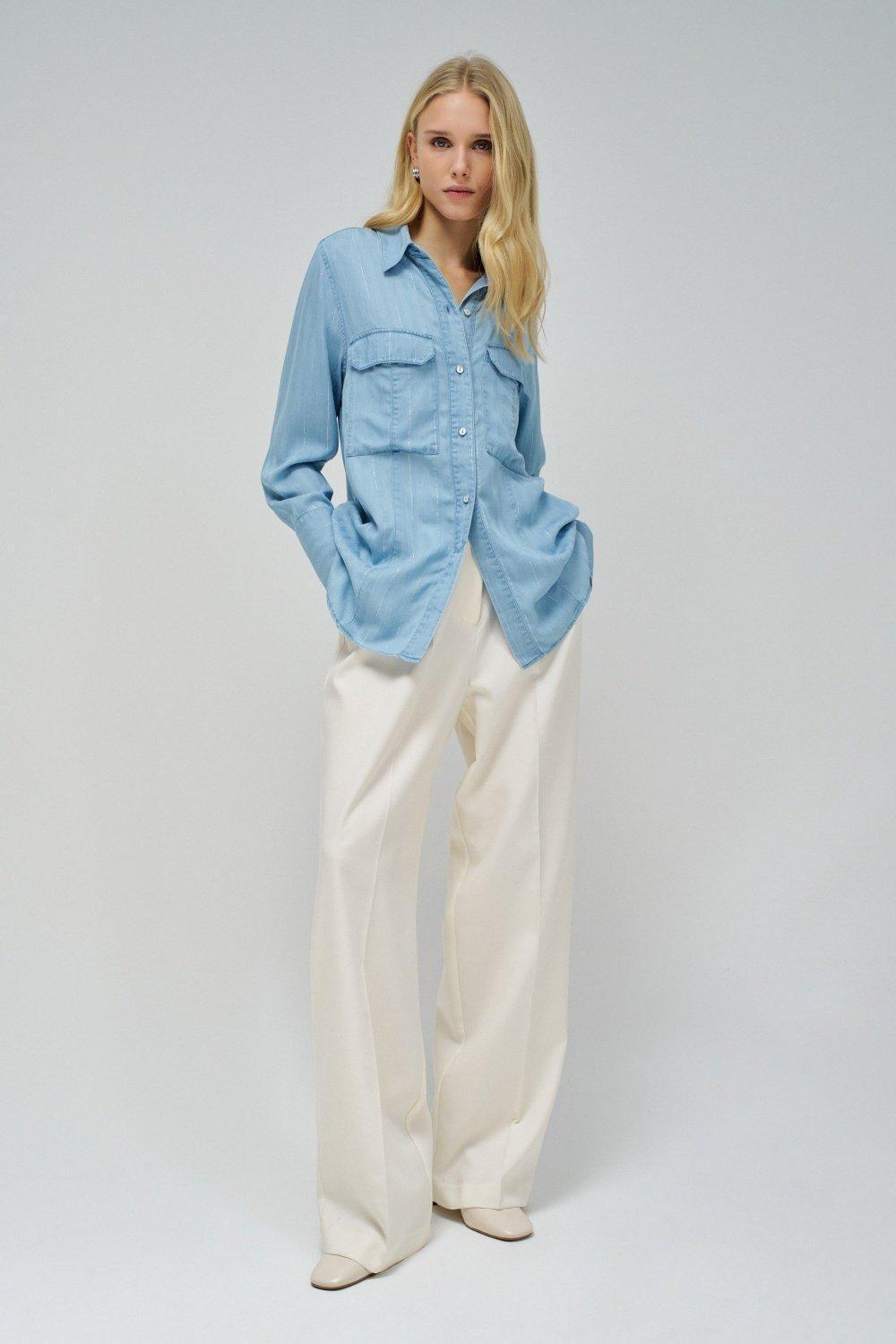 Blue Plain Button Down Shirt, , large image number 1