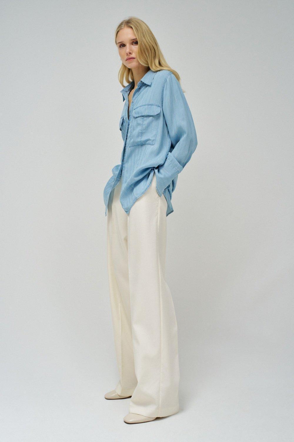 Blue Plain Button Down Shirt, , large image number 2