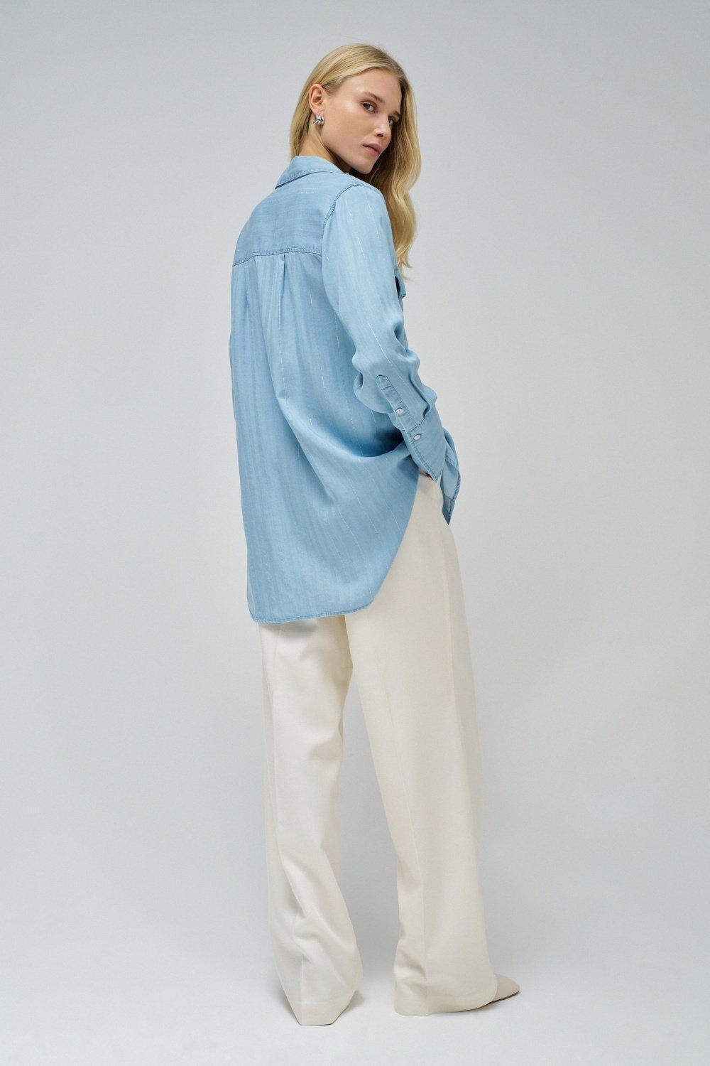 Blue Plain Button Down Shirt, , large image number 3