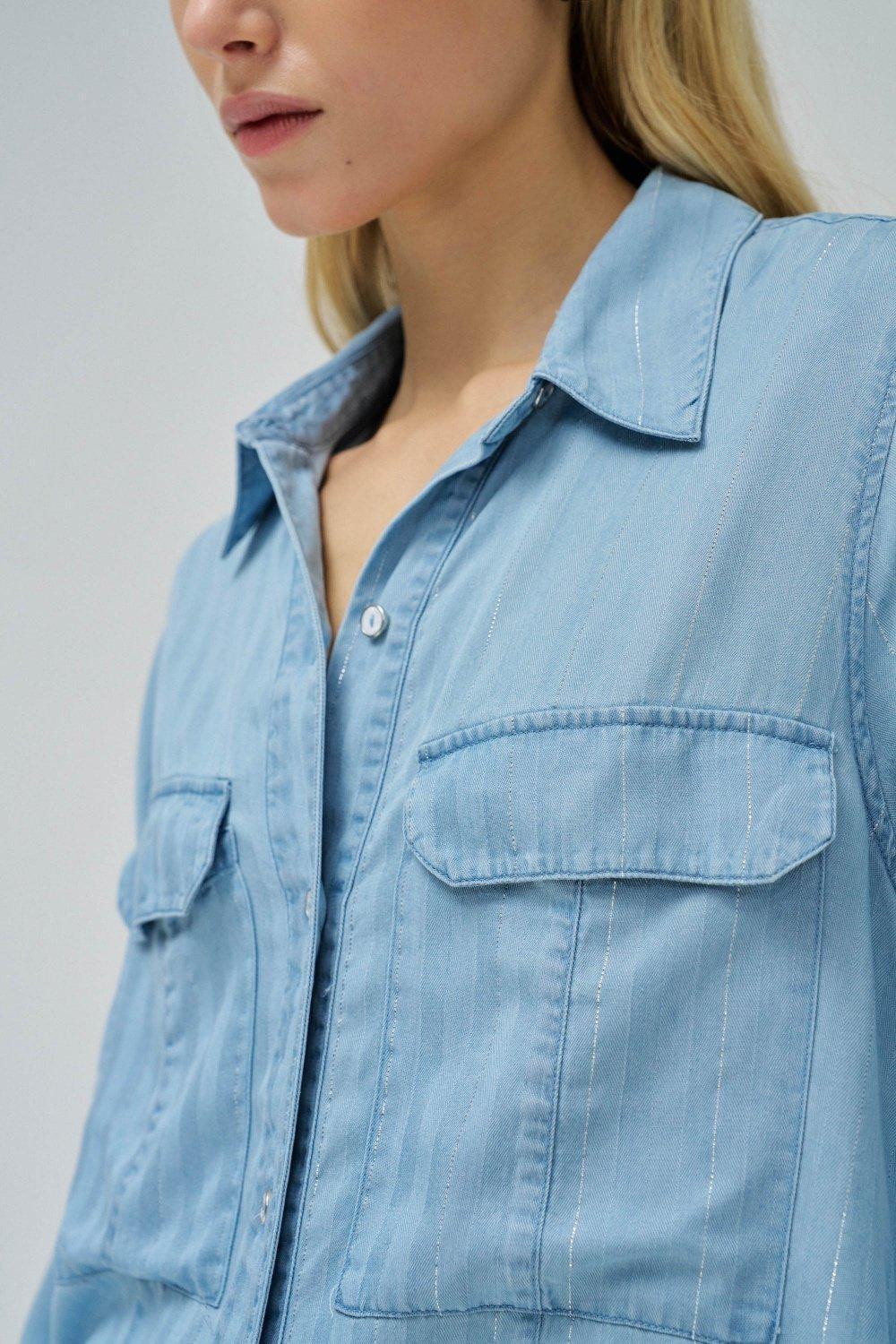 Light denim Shirt With Shine, Blue, large image number 4