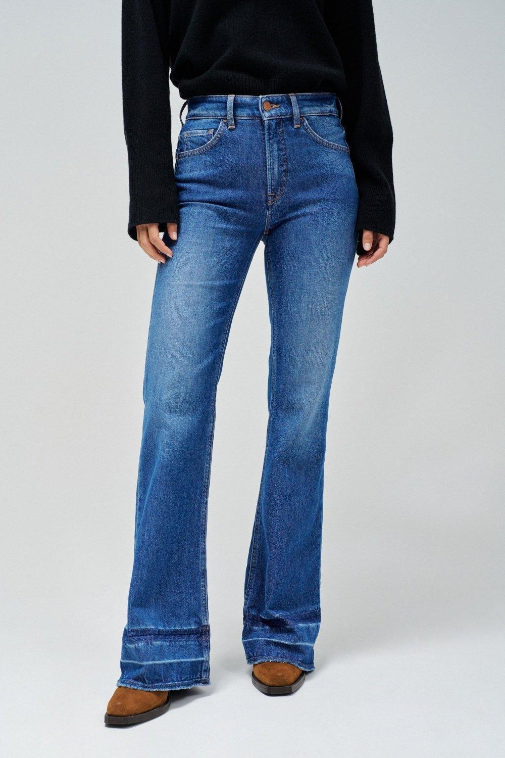 Faith Push In Flare Jeans, Navy, medium