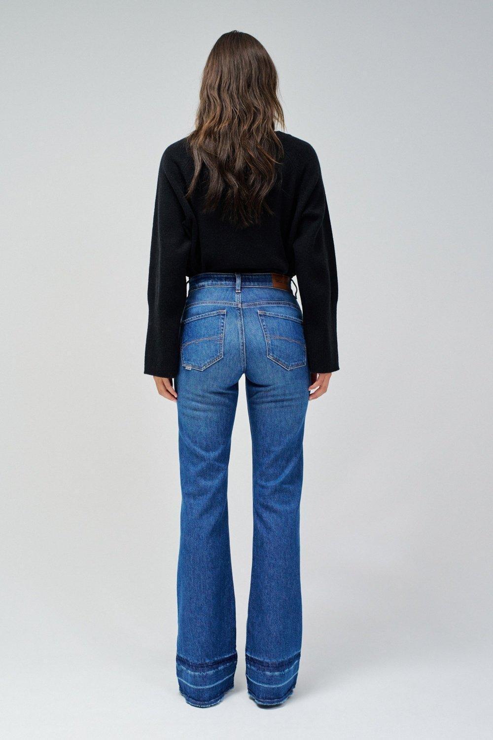 Faith Push In Flare Jeans, Navy, large image number 3