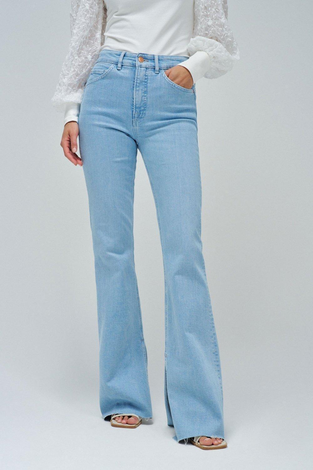 Faith Push In Flare Jeans, Blue, medium