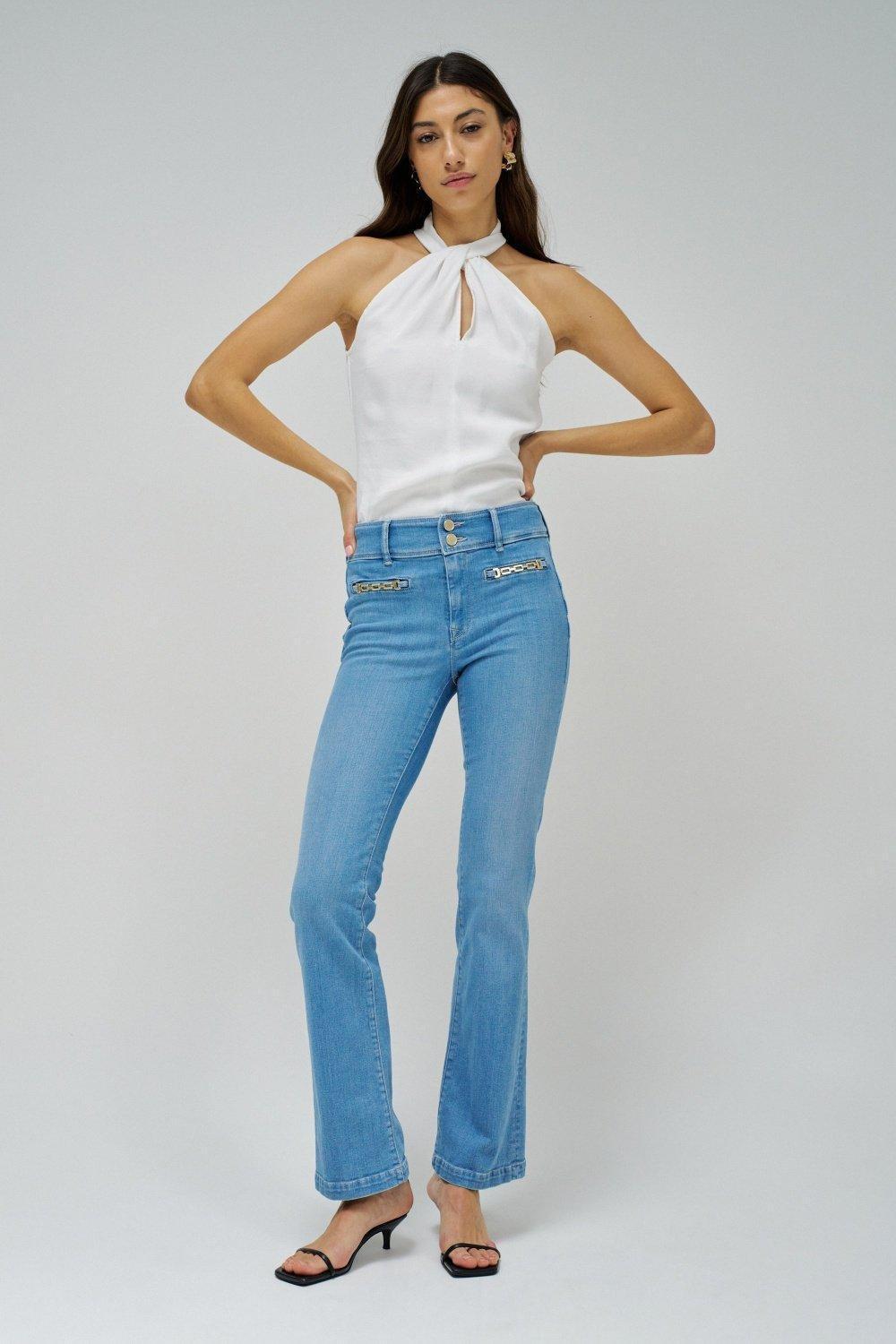 Blue Plain Casual Trousers, , large image number 1