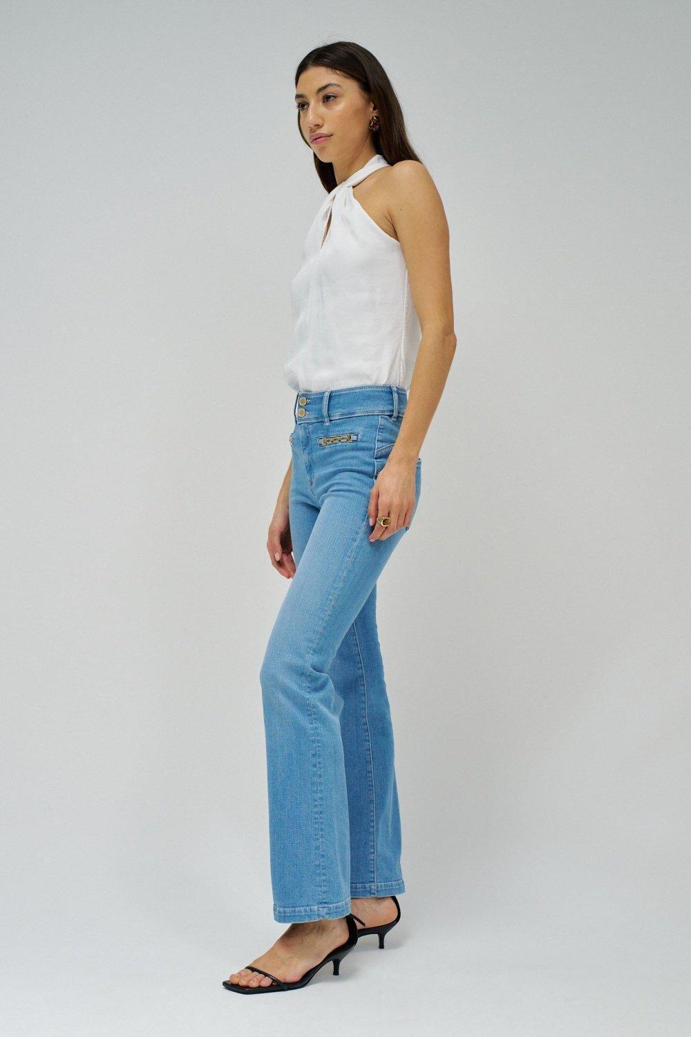 Blue Plain Casual Trousers, , large image number 2