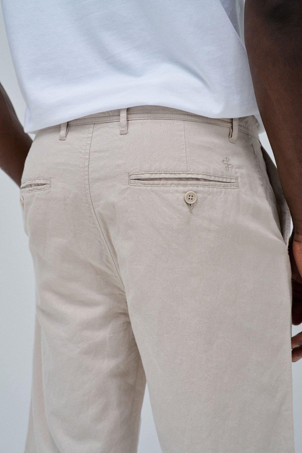 White Linen Blend Shorts, , large image number 4