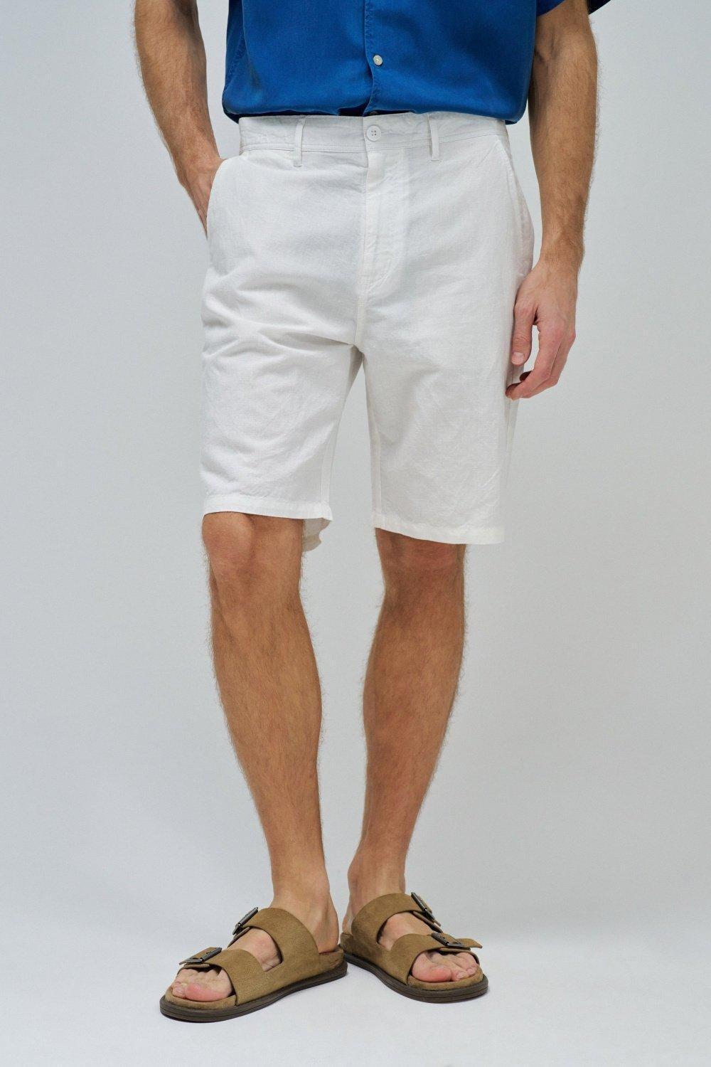 Plain Bermuda Shorts , White, medium