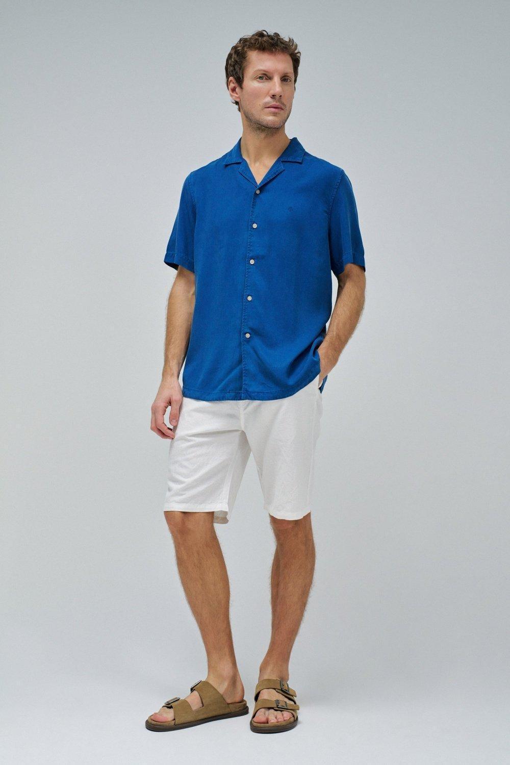 Plain Bermuda Shorts , White, medium